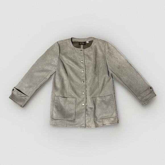 Bob Mackie Gray Suede Classy Modern Jacket Wearable Art Small‎ Contemporary Chic - Picture 1 of 13